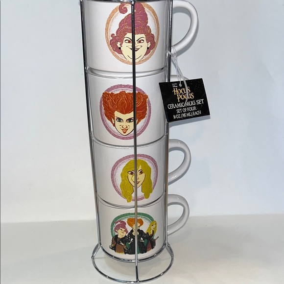 New Disney Hocus Pocus Ceramic Mug Set in Stand Hocus Pocus 3 Sisters - Picture 1 of 7